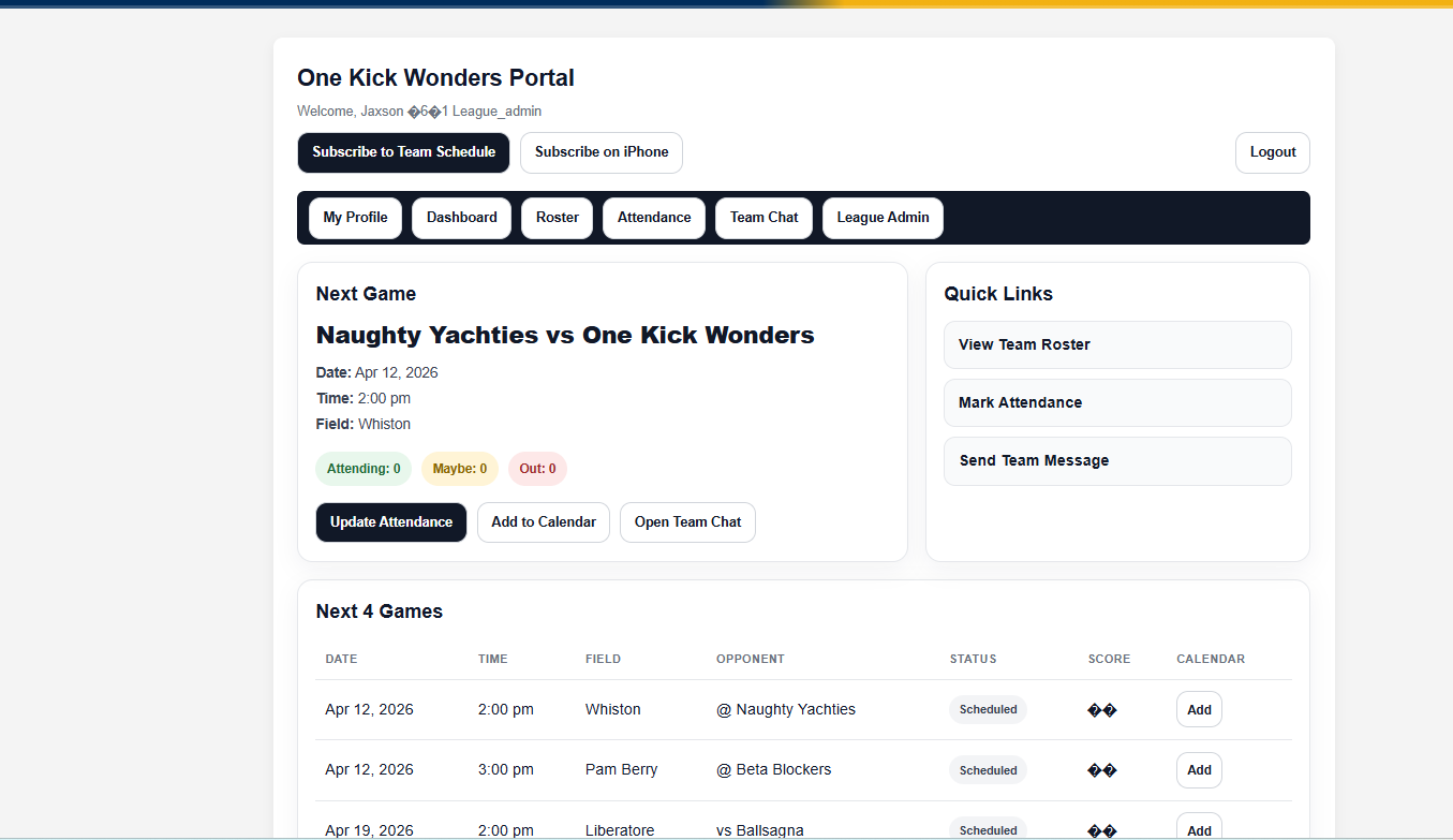 Leagueify dashboard preview